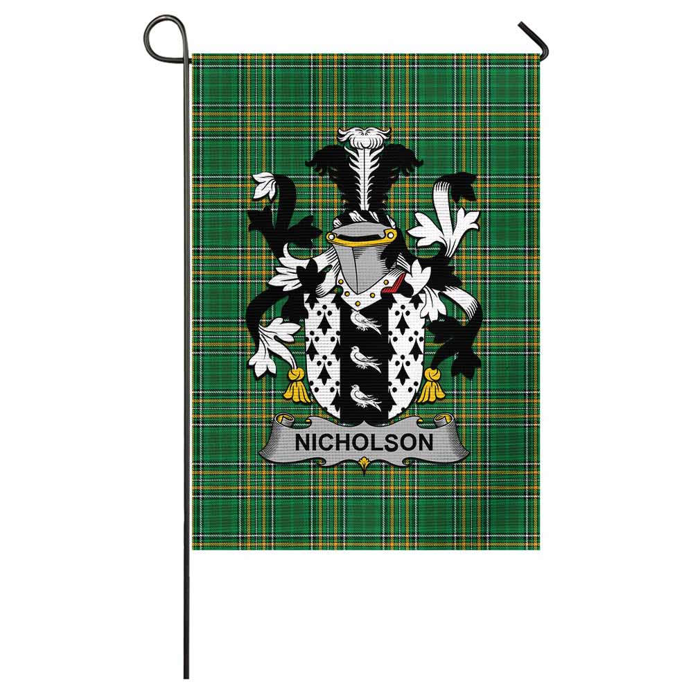 Nicholson Irish Clan Tartan Garden Flag with Coat of Arms