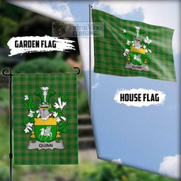 Quinn Irish Clan Tartan Garden Flag with Coat of Arms