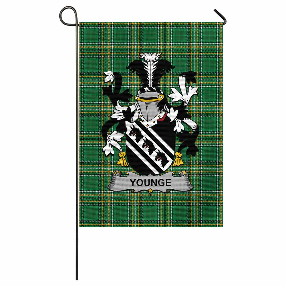Younge Irish Clan Tartan Garden Flag with Coat of Arms