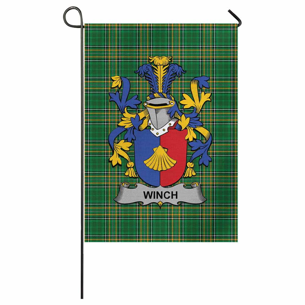 Winch Irish Clan Tartan Garden Flag with Coat of Arms