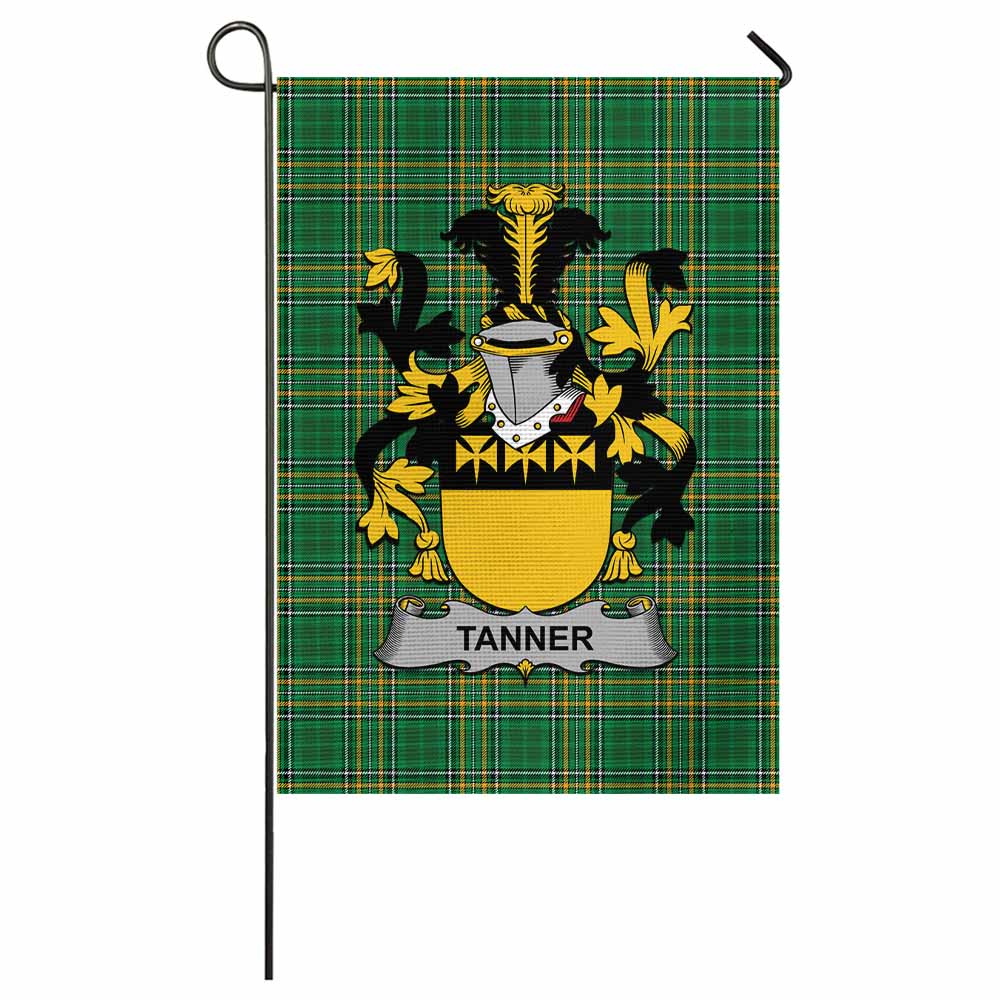Tanner Irish Clan Tartan Garden Flag with Coat of Arms