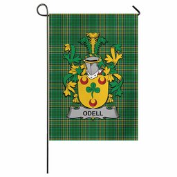 Odell Irish Clan Tartan Garden Flag with Coat of Arms