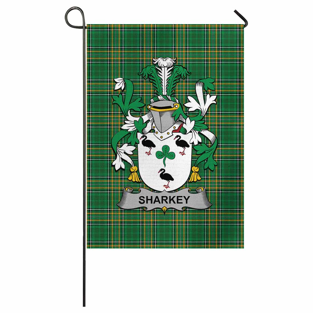Sharkey Irish Clan Tartan Garden Flag with Coat of Arms