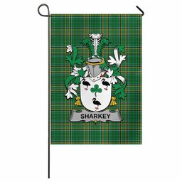 Sharkey Irish Clan Tartan Garden Flag with Coat of Arms