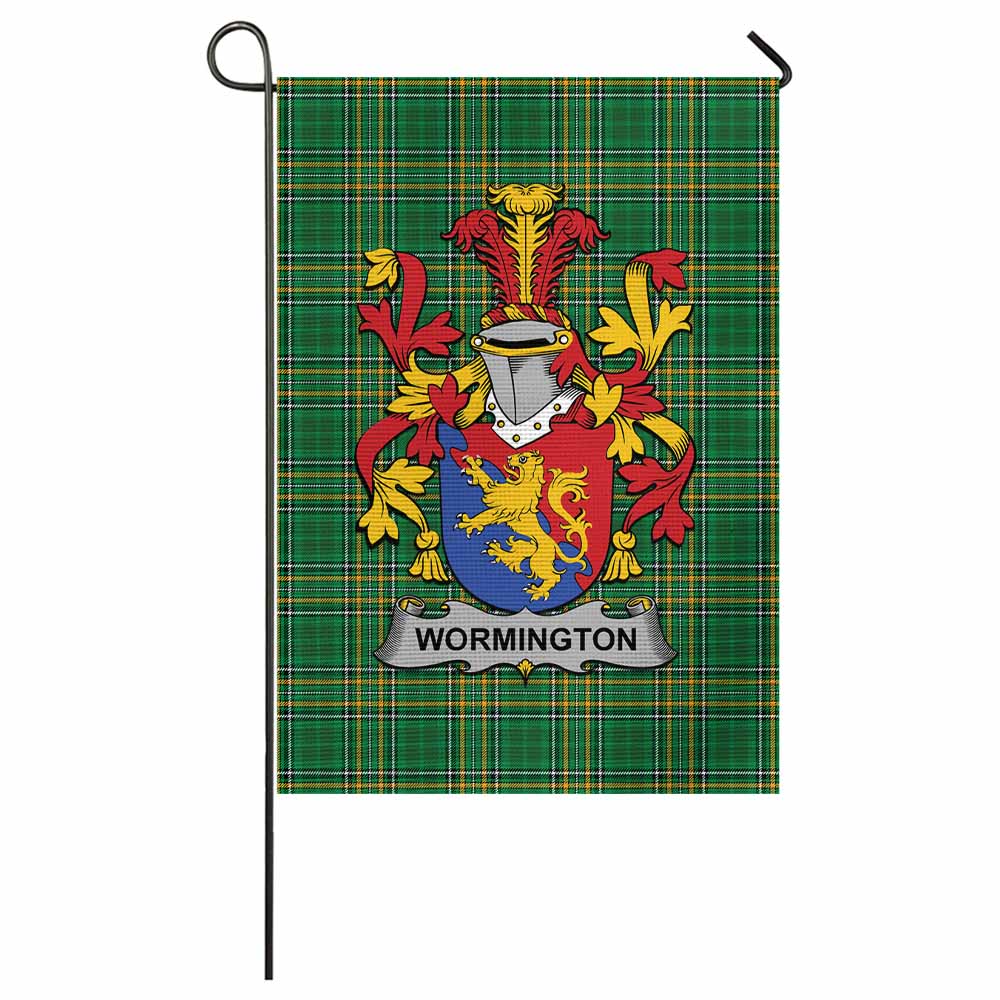 Wormington Irish Clan Tartan Garden Flag with Coat of Arms
