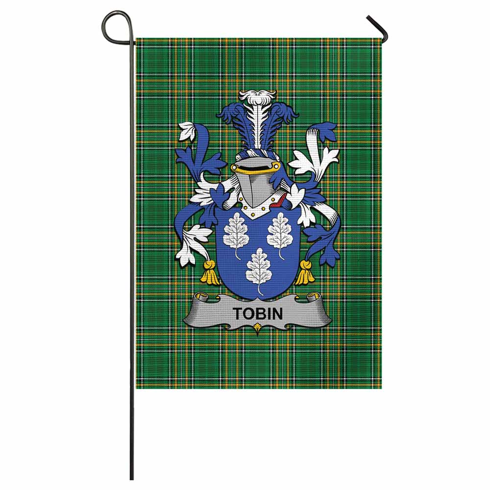 Tobin Irish Clan Tartan Garden Flag with Coat of Arms
