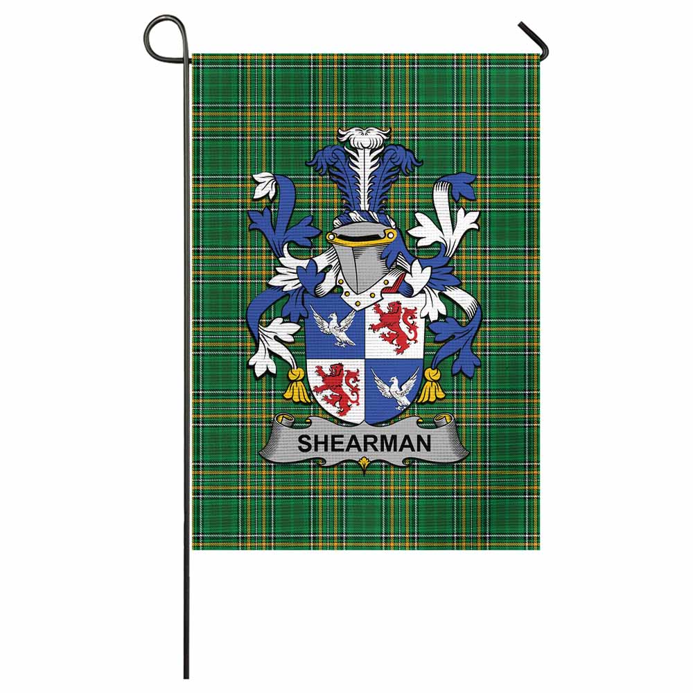 Shearman Irish Clan Tartan Garden Flag with Coat of Arms
