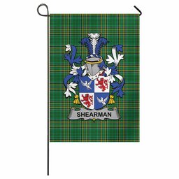 Shearman Irish Clan Tartan Garden Flag with Coat of Arms