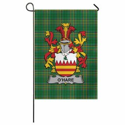 O'Hare Irish Clan Tartan Garden Flag with Coat of Arms