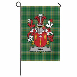 Way Irish Clan Tartan Garden Flag with Coat of Arms