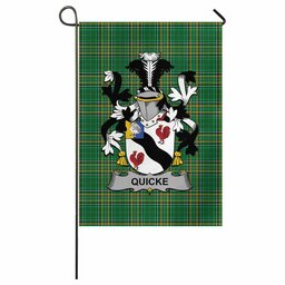 Quicke Irish Clan Tartan Garden Flag with Coat of Arms