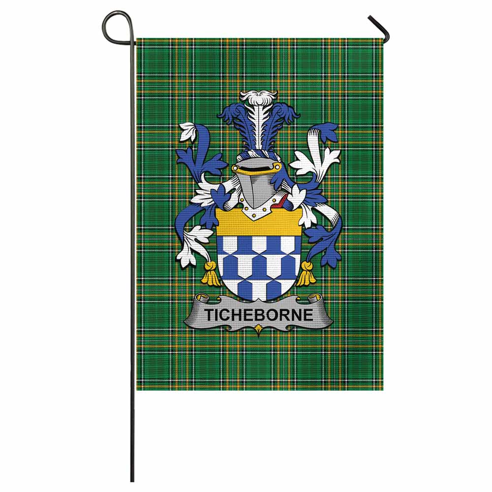 Ticheborne Irish Clan Tartan Garden Flag with Coat of Arms