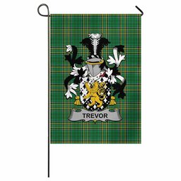Trevor Irish Clan Tartan Garden Flag with Coat of Arms