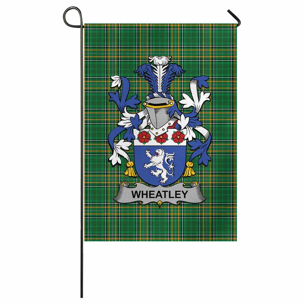 Wheatley Irish Clan Tartan Garden Flag with Coat of Arms