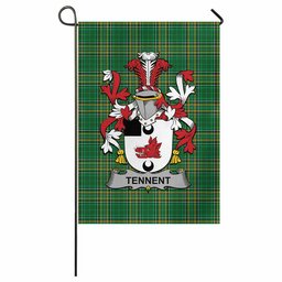 Tennent Irish Clan Tartan Garden Flag with Coat of Arms