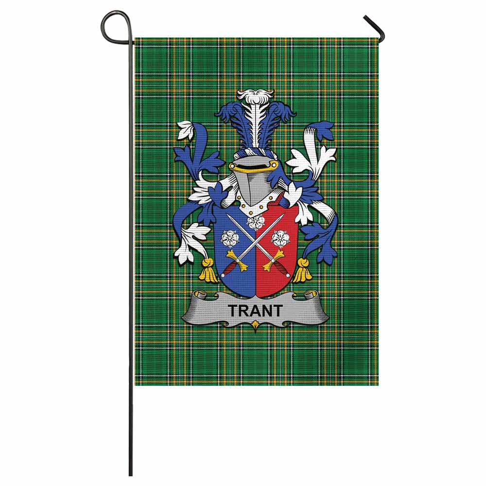 Trant Irish Clan Tartan Garden Flag with Coat of Arms