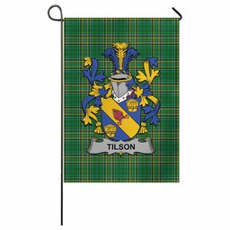 Tilson Irish Clan Tartan Garden Flag with Coat of Arms