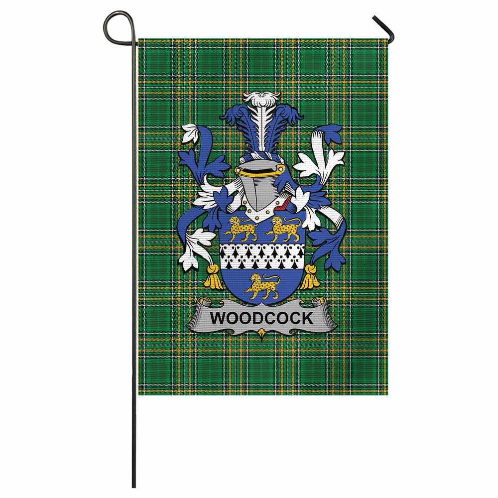 Woodcock Irish Clan Tartan Garden Flag with Coat of Arms