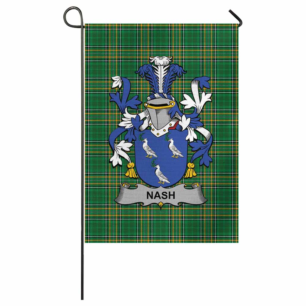 Nash Irish Clan Tartan Garden Flag with Coat of Arms