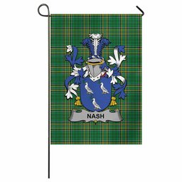 Nash Irish Clan Tartan Garden Flag with Coat of Arms