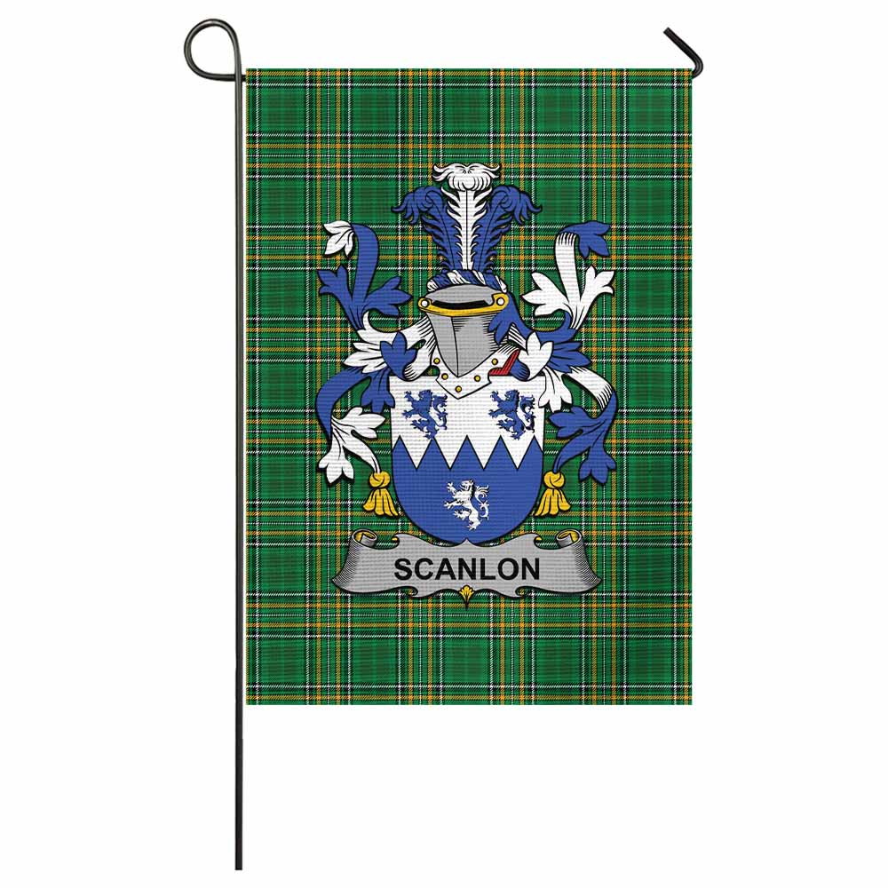 Scanlon Irish Clan Tartan Garden Flag with Coat of Arms