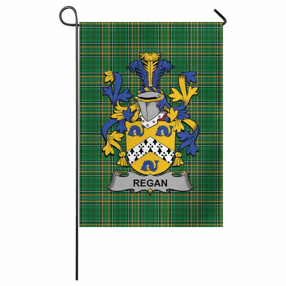 Regan Irish Clan Tartan Garden Flag with Coat of Arms