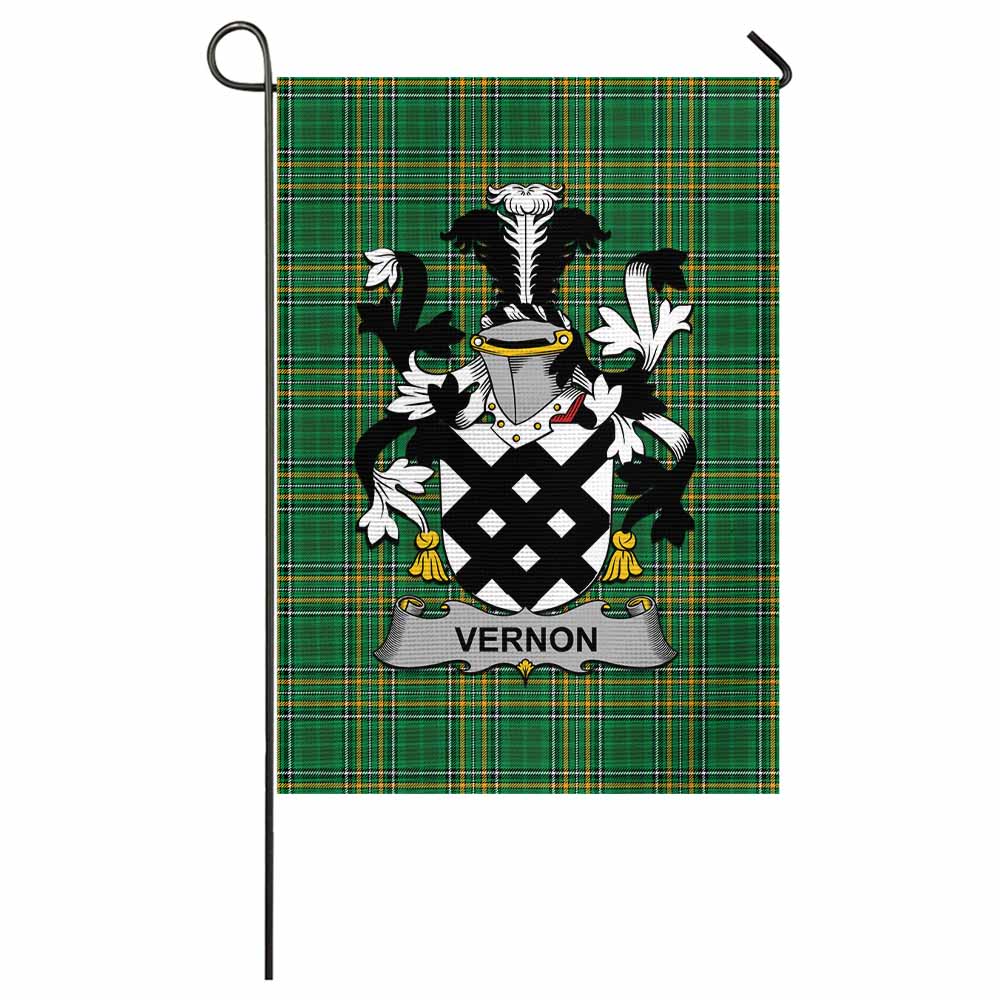 Vernon Irish Clan Tartan Garden Flag with Coat of Arms