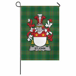 St.John Irish Clan Tartan Garden Flag with Coat of Arms