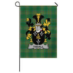 Tisdall Irish Clan Tartan Garden Flag with Coat of Arms