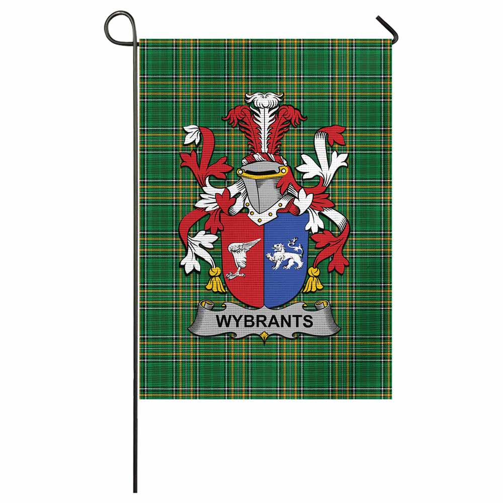 Wybrants Irish Clan Tartan Garden Flag with Coat of Arms