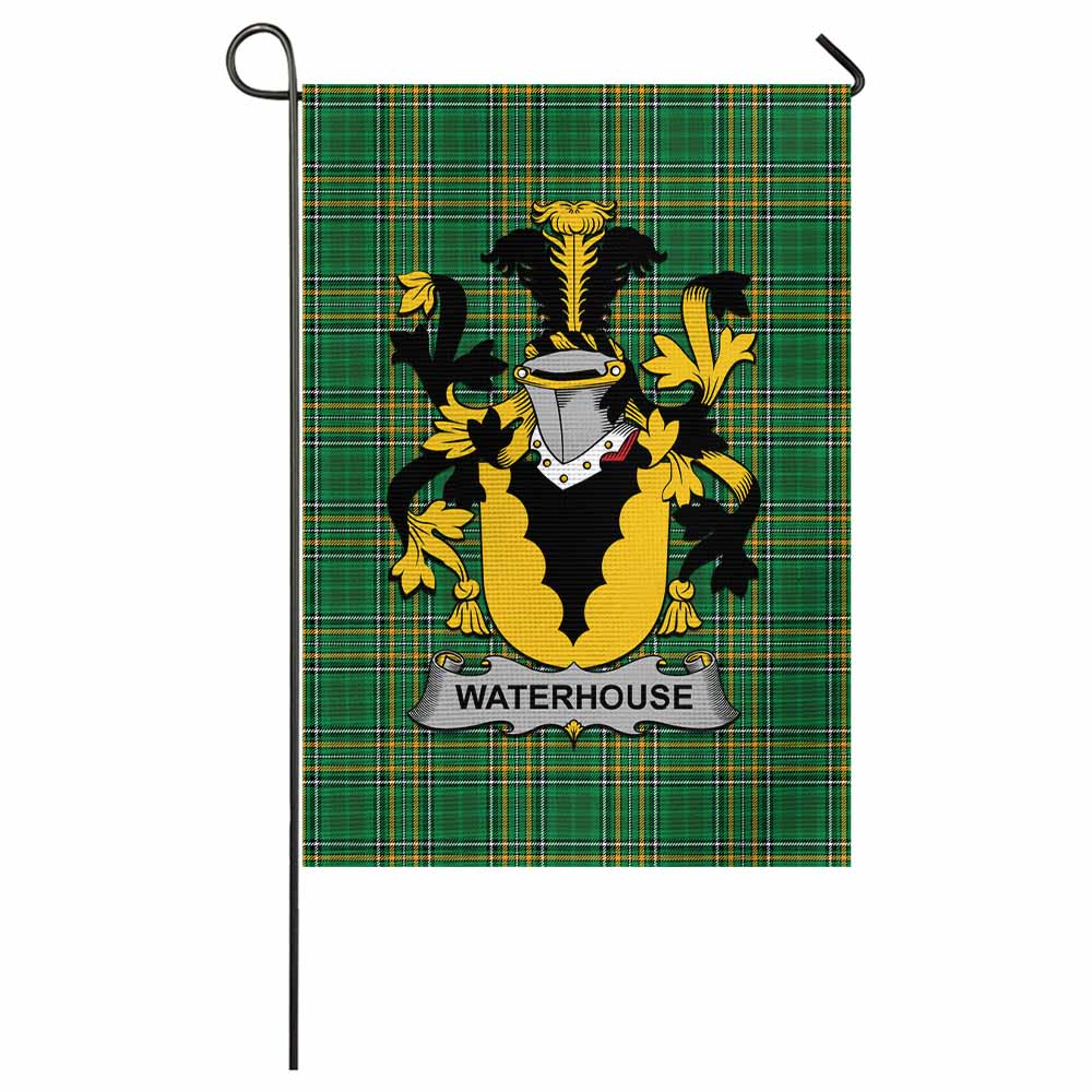 Waterhouse Irish Clan Tartan Garden Flag with Coat of Arms