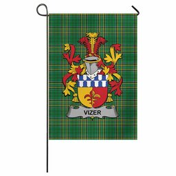 Vizer Irish Clan Tartan Garden Flag with Coat of Arms