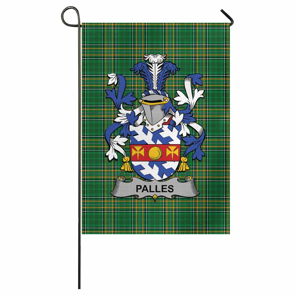 Palles Irish Clan Tartan Garden Flag with Coat of Arms