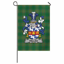 Palles Irish Clan Tartan Garden Flag with Coat of Arms