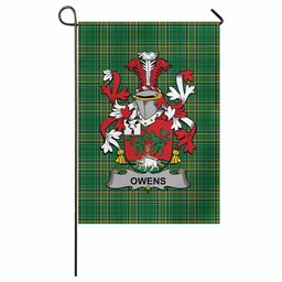 Owens Irish Clan Tartan Garden Flag with Coat of Arms