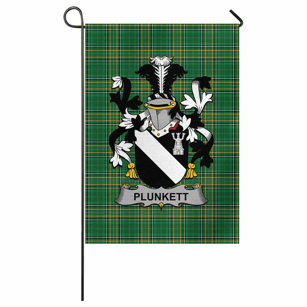 Plunkett Irish Clan Tartan Garden Flag with Coat of Arms