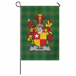 Vere Irish Clan Tartan Garden Flag with Coat of Arms