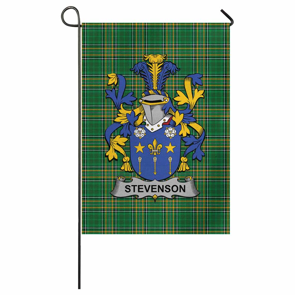 Stevenson Irish Clan Tartan Garden Flag with Coat of Arms
