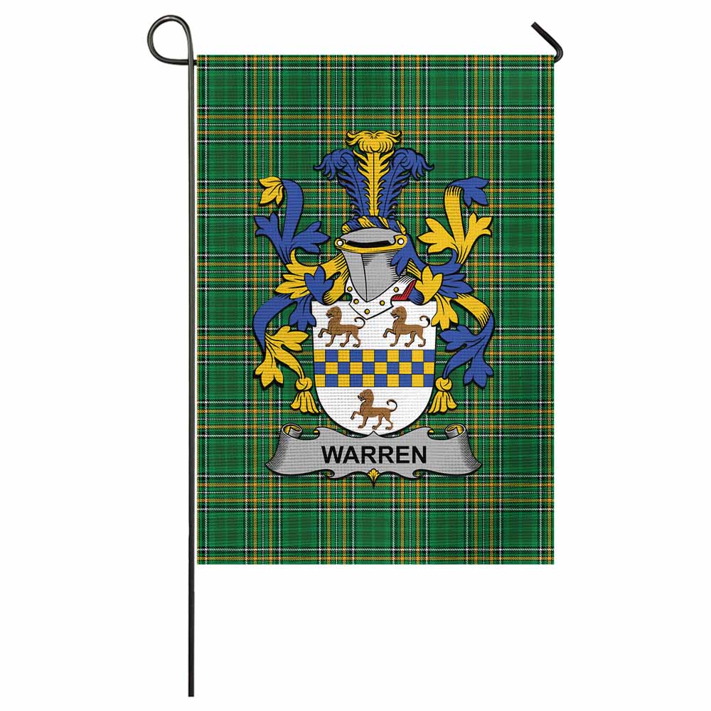 Warren Irish Clan Tartan Garden Flag with Coat of Arms