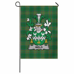 Weld Irish Clan Tartan Garden Flag with Coat of Arms