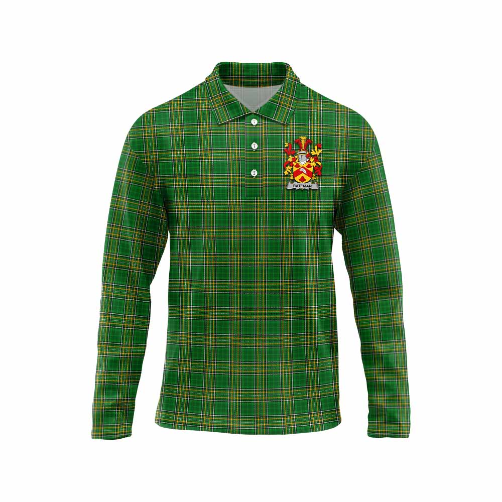 Bateman Irish Clan Tartan Long Sleeve Polo Shirt with Coat of Arms