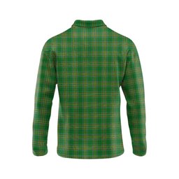 Barlow Irish Clan Tartan Long Sleeve Polo Shirt with Coat of Arms