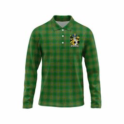 Brownlow Irish Clan Tartan Long Sleeve Polo Shirt with Coat of Arms