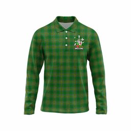 Conroy Green Irish Clan Tartan Long Sleeve Polo Shirt with Coat of Arms