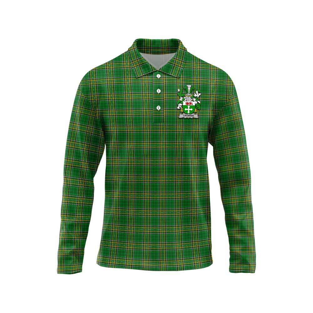 Crombie Irish Clan Tartan Long Sleeve Polo Shirt with Coat of Arms