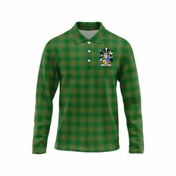 Cosby Irish Clan Tartan Long Sleeve Polo Shirt with Coat of Arms