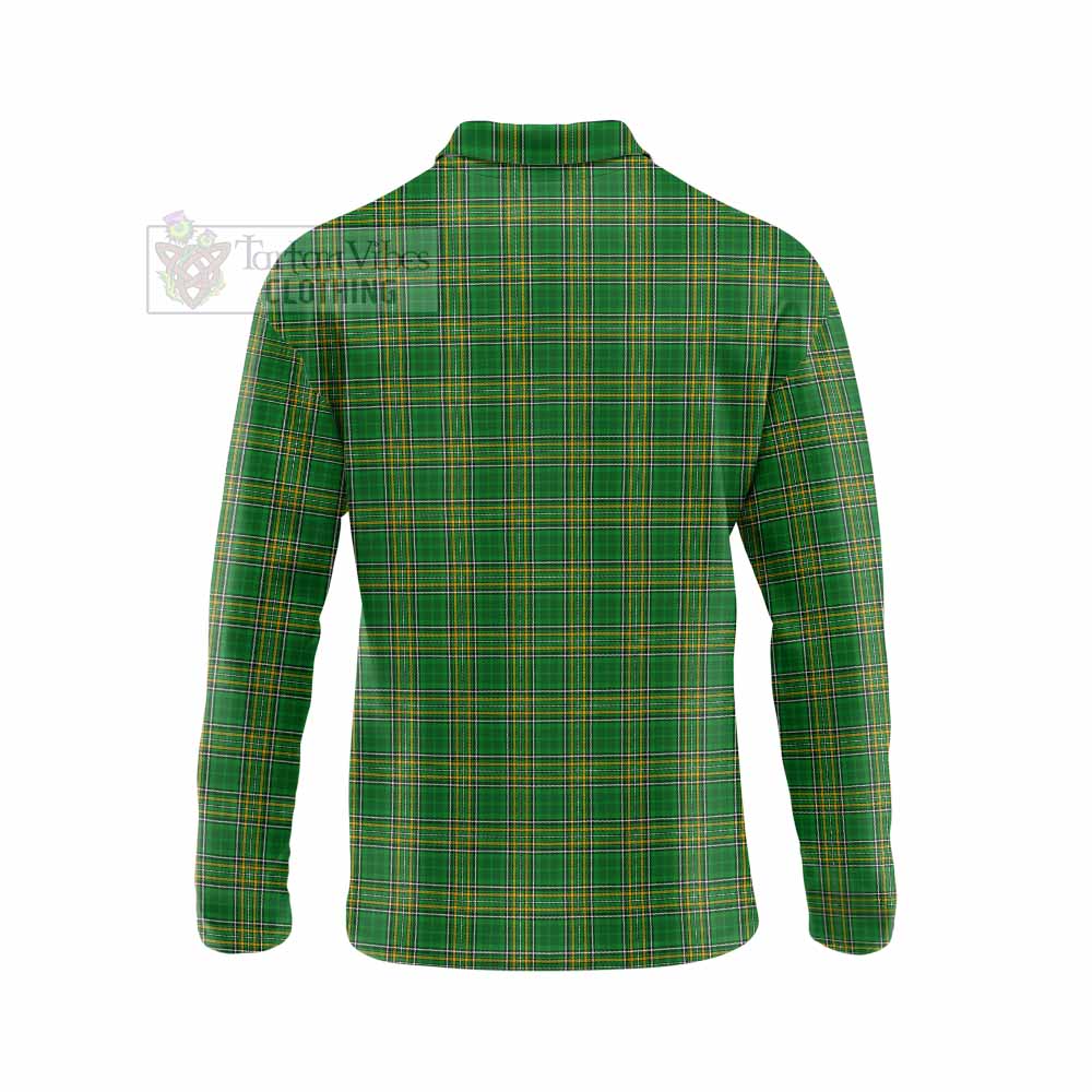 Hames Irish Clan Tartan Long Sleeve Polo Shirt with Coat of Arms