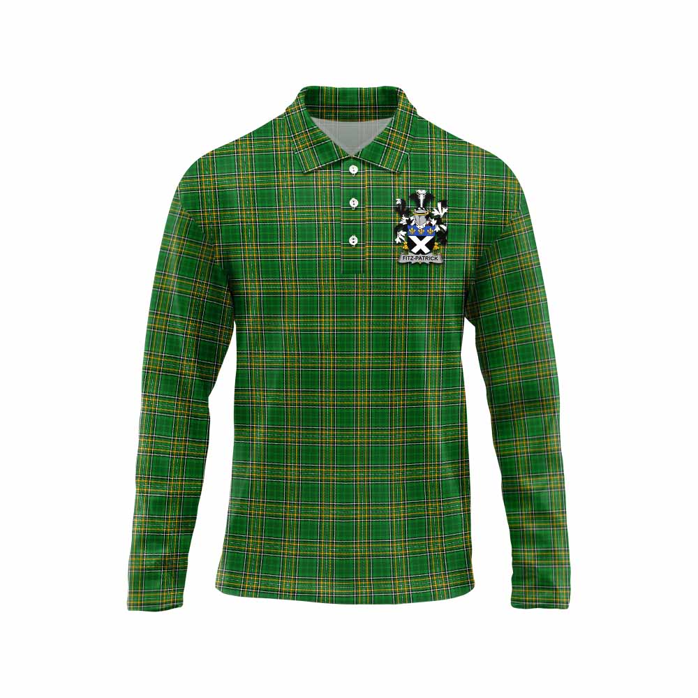 Fitz-Patrick Irish Clan Tartan Long Sleeve Polo Shirt with Coat of Arms
