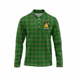Echlin Irish Clan Tartan Long Sleeve Polo Shirt with Coat of Arms