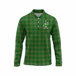 Hanlon Irish Clan Tartan Long Sleeve Polo Shirt with Coat of Arms